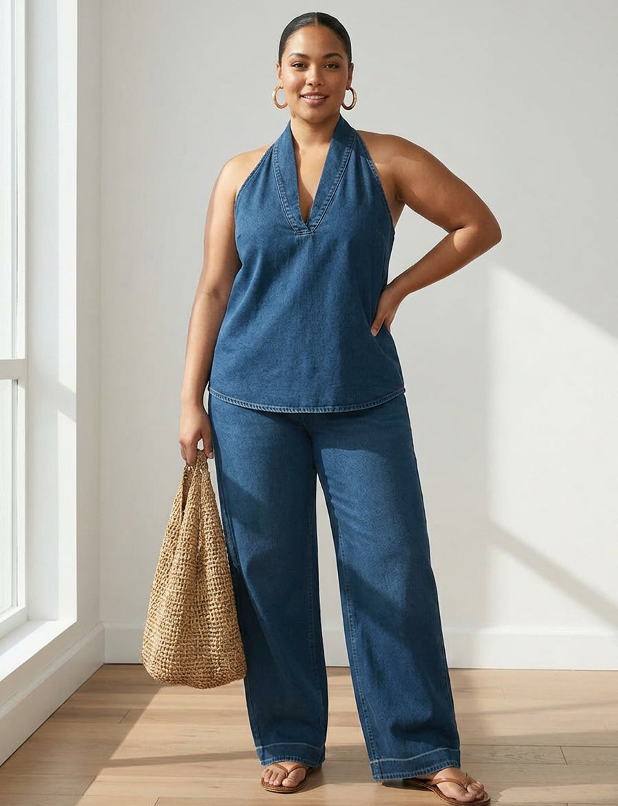 Completo Due Pezzi Stile Denim Ivy