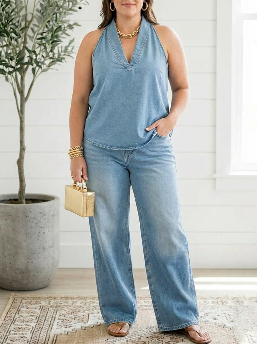 Completo Due Pezzi Stile Denim Ivy