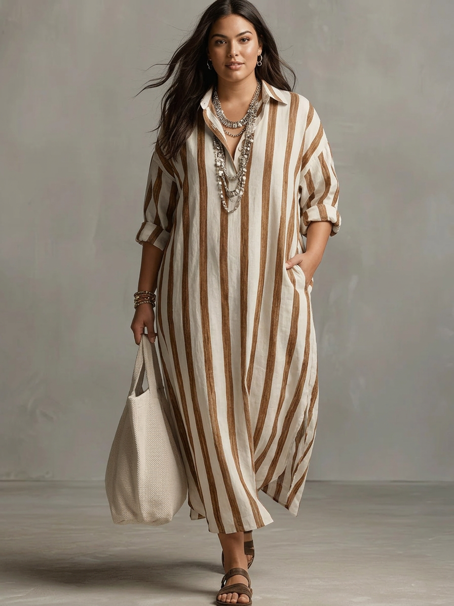 Liora | Abito Lungo Oversize a Righe