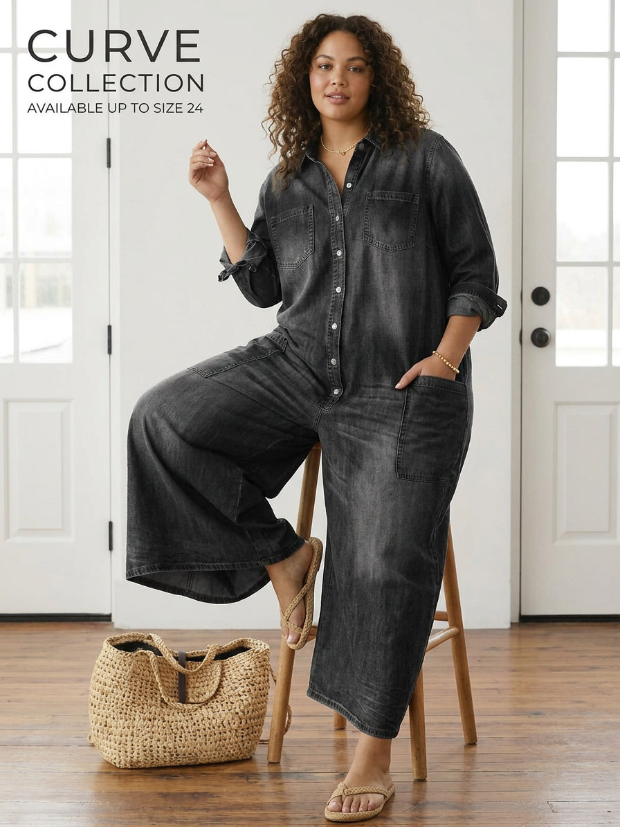 Tuta di Jeans Vintage con Bottoni Diana
