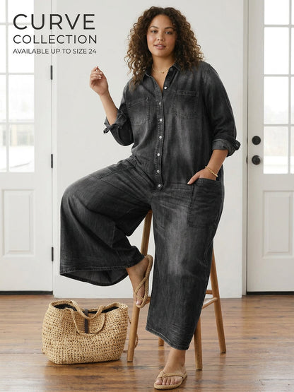 Tuta di Jeans Vintage con Bottoni Diana