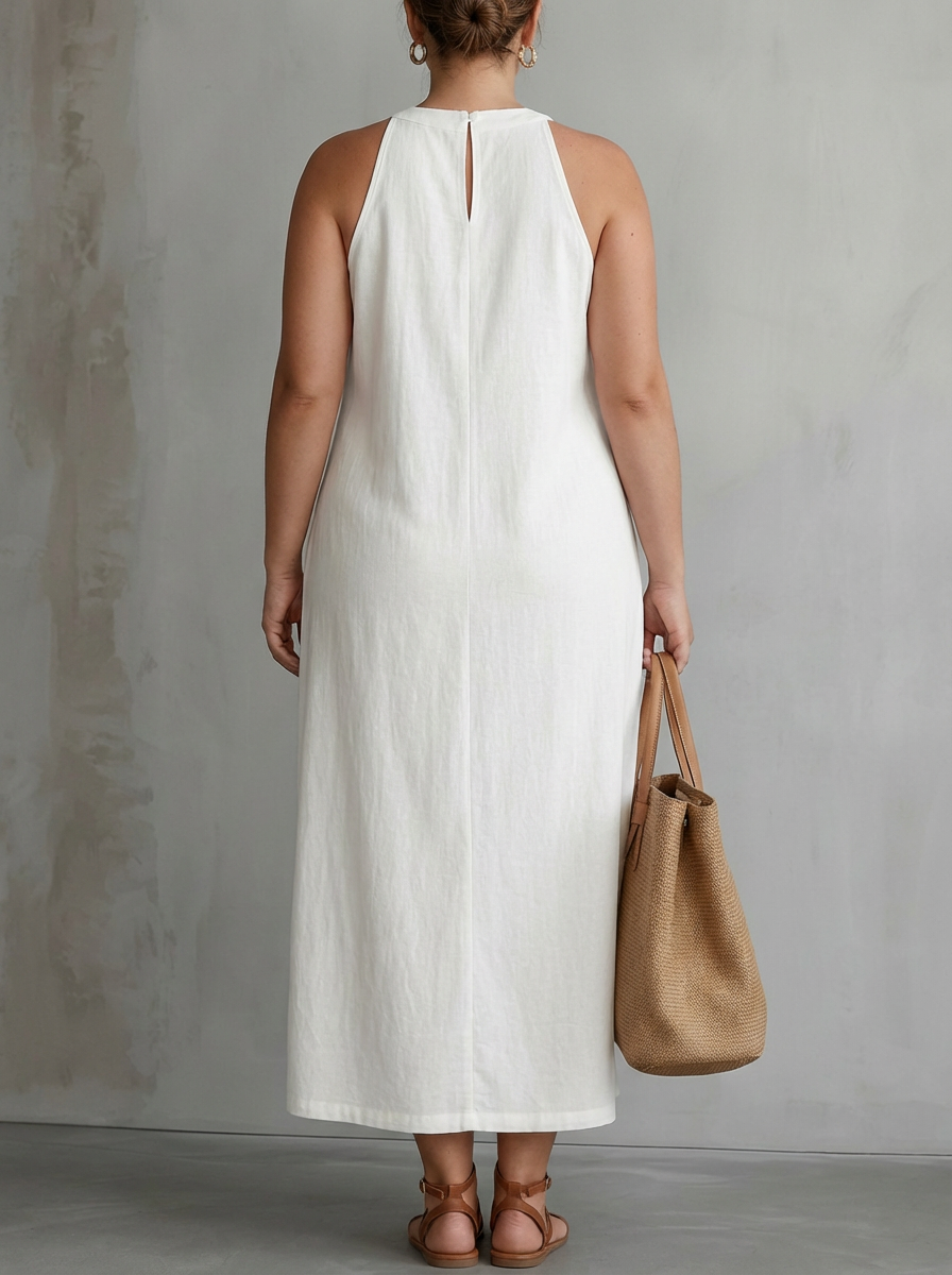 Celine | Abito Midi Senza Maniche con Pizzo