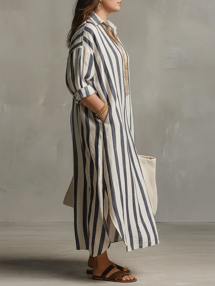 Liora | Abito Lungo Oversize a Righe