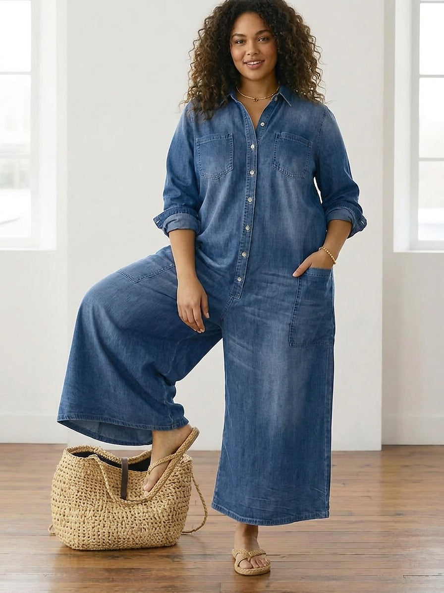 Tuta di Jeans Vintage con Bottoni Diana