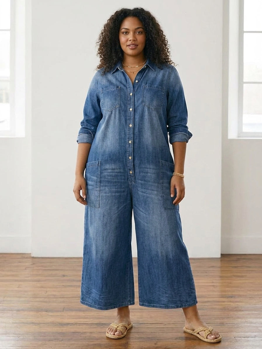 Tuta di Jeans Vintage con Bottoni Diana