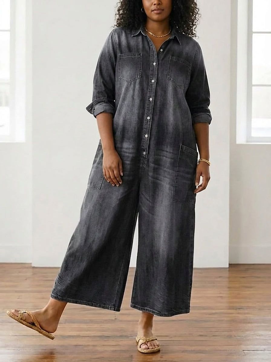 Tuta di Jeans Vintage con Bottoni Diana