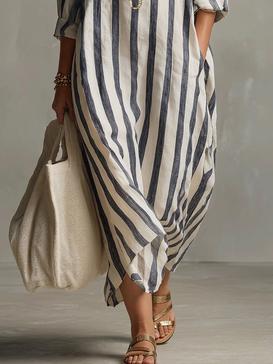 Liora | Abito Lungo Oversize a Righe
