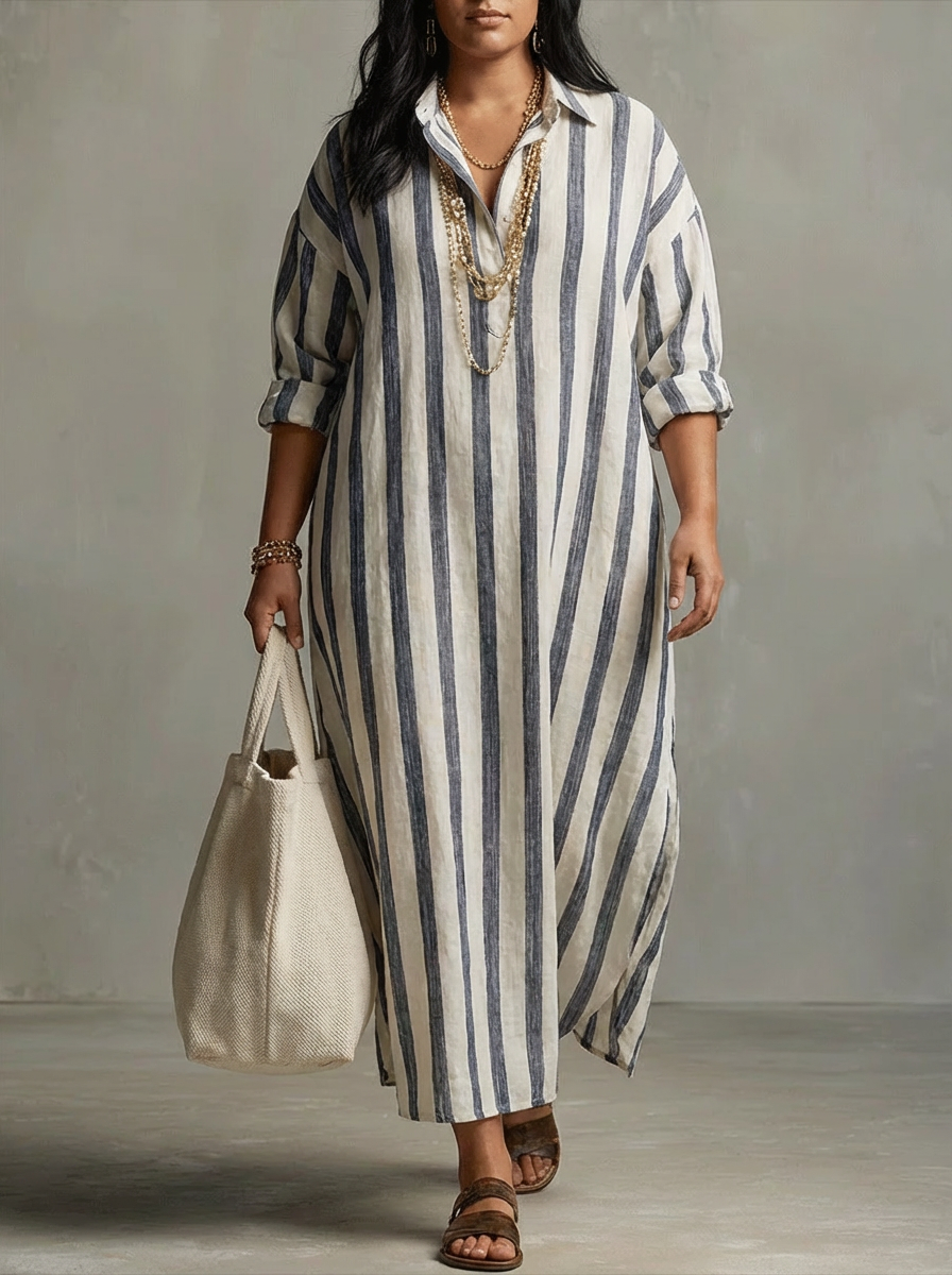Liora | Abito Lungo Oversize a Righe