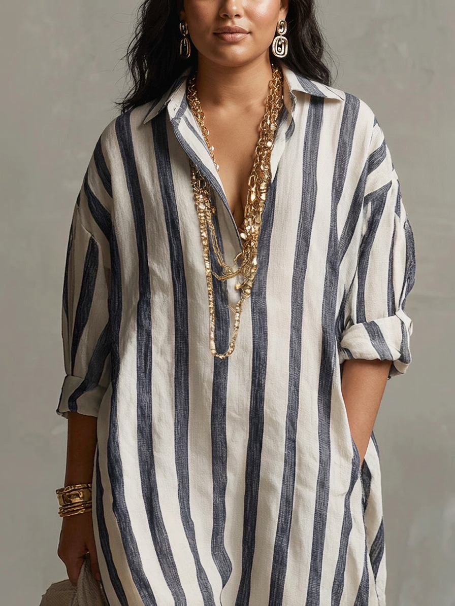 Liora | Abito Lungo Oversize a Righe