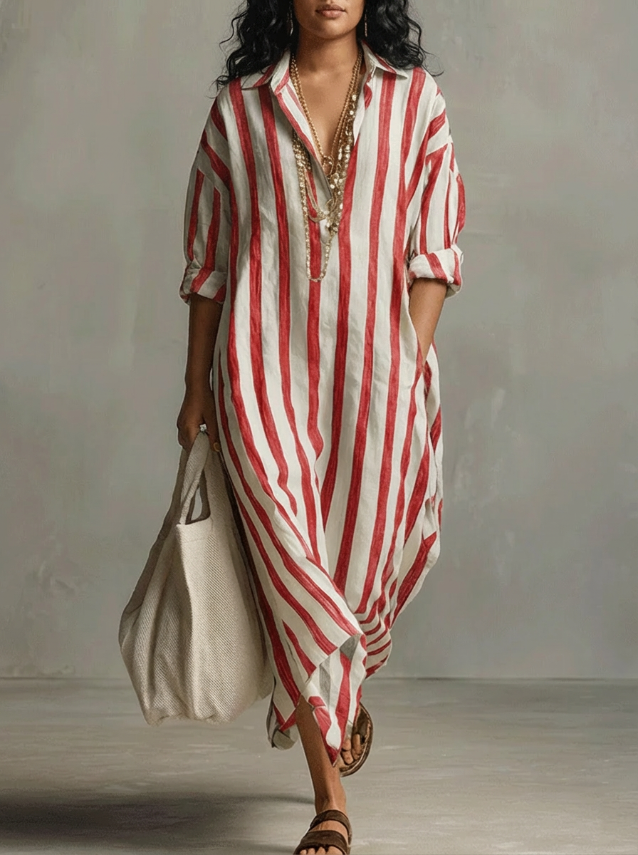 Liora | Abito Lungo Oversize a Righe