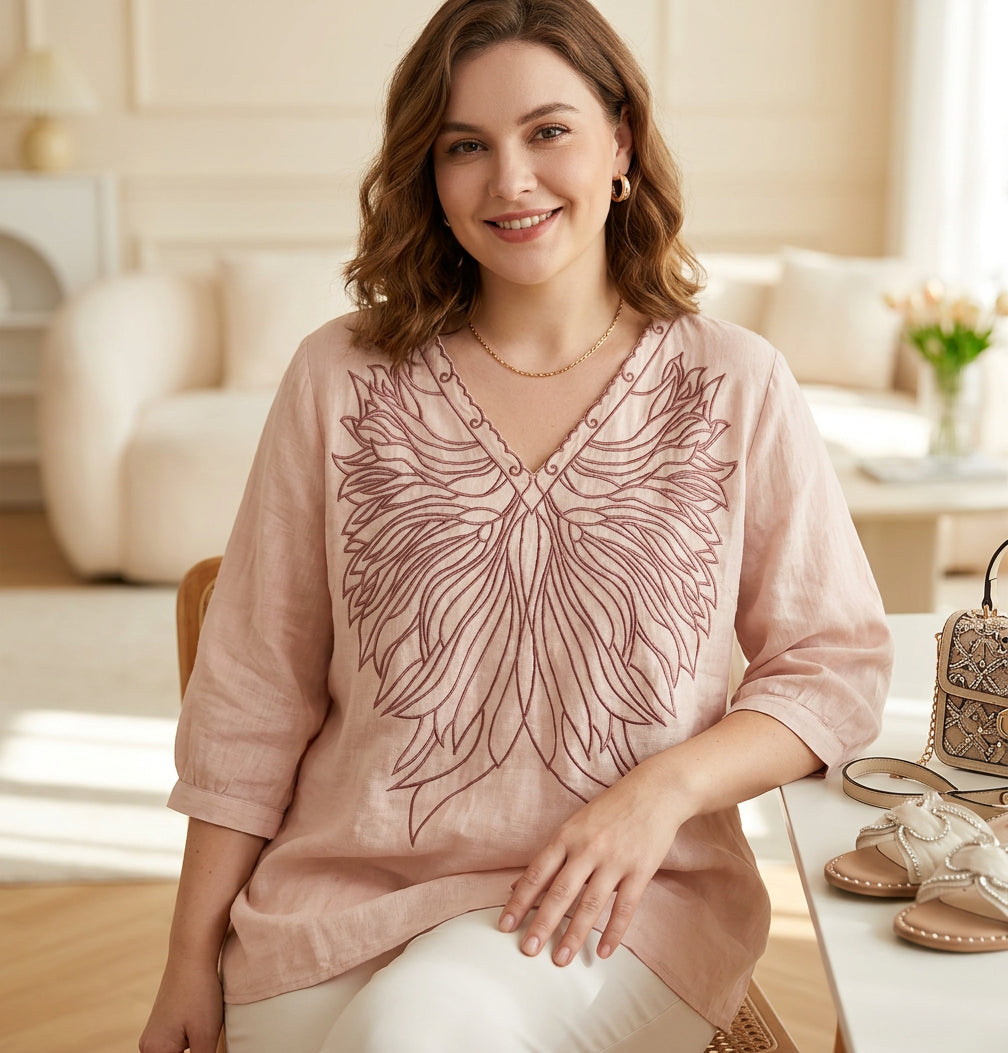 Top di Cotone con Scollo a V Olivia