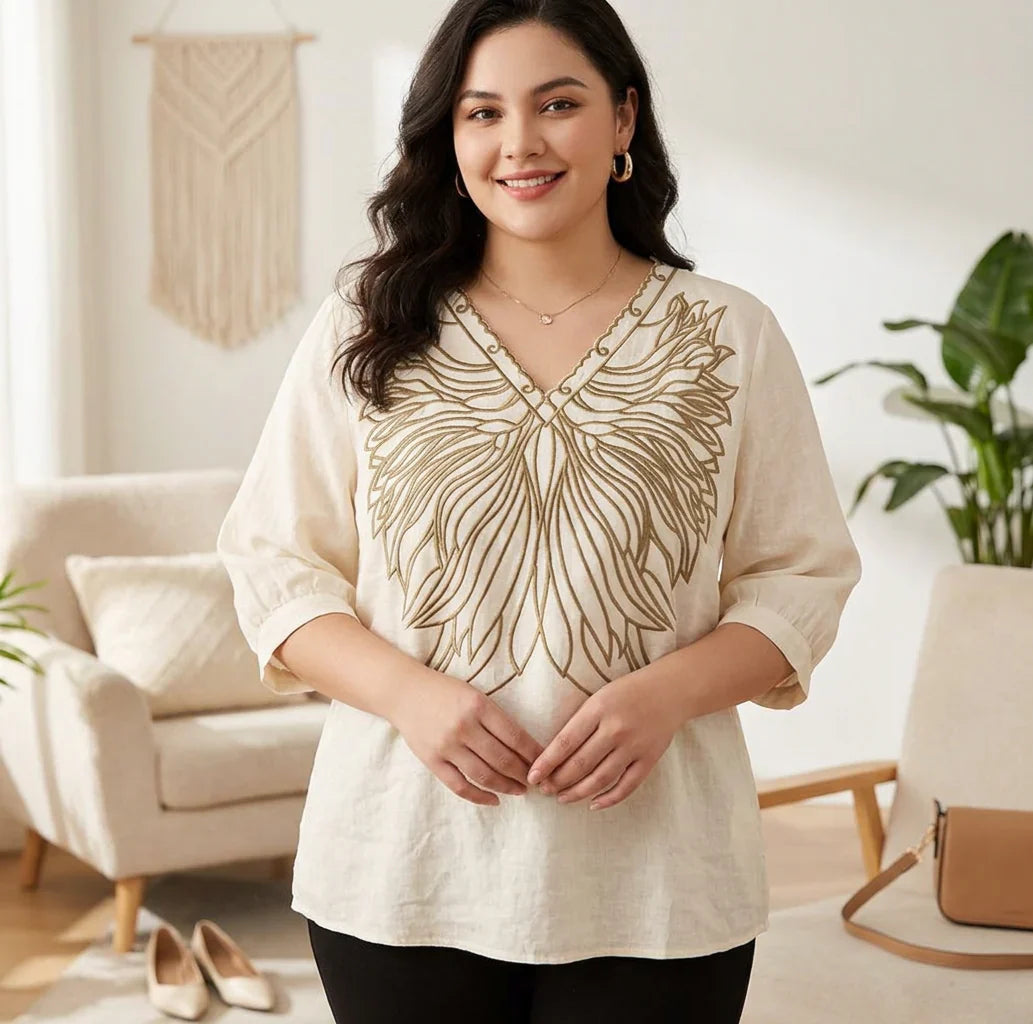 Top di Cotone con Scollo a V Olivia
