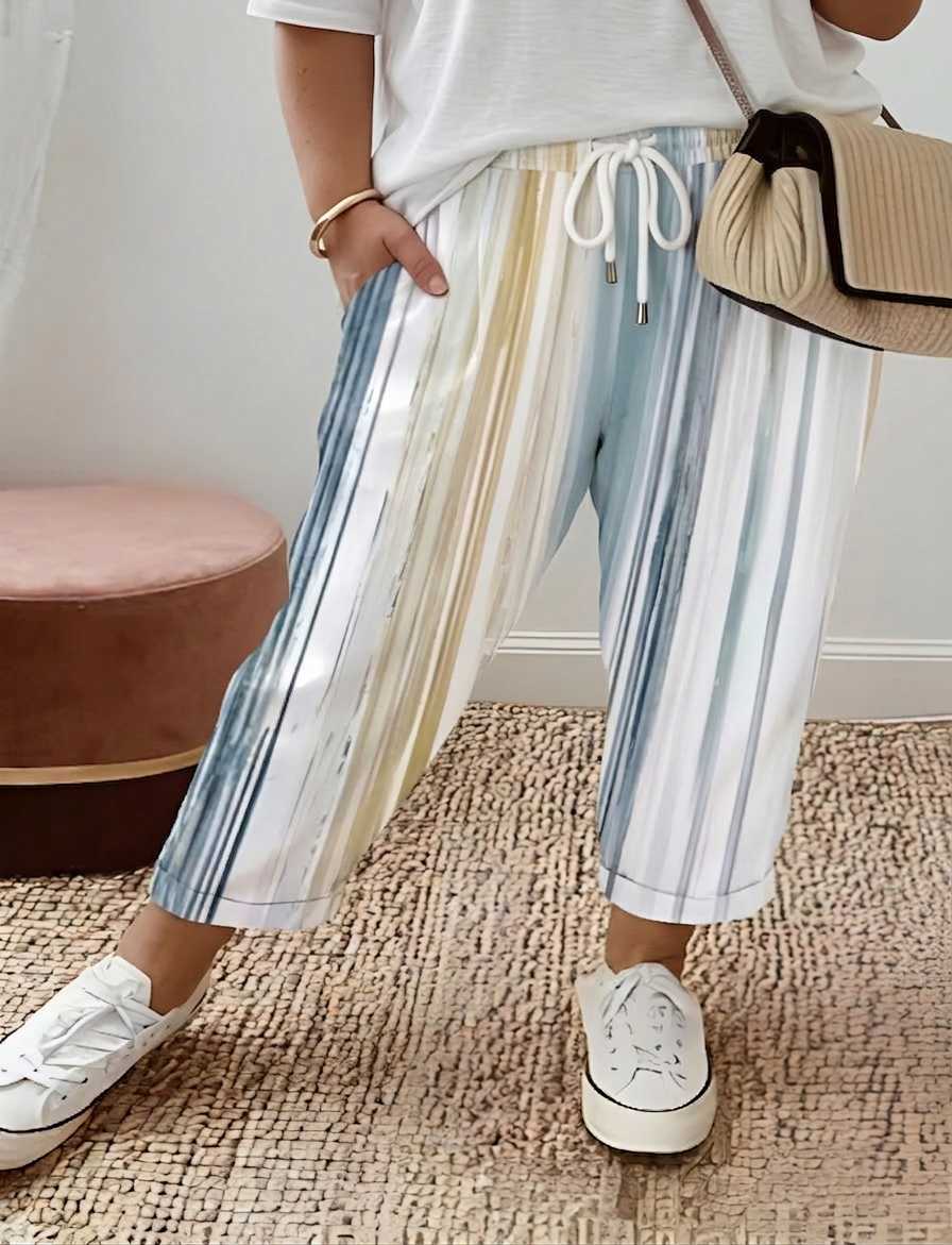 Sienna | Pantalone con Righe Marine e Coulisse Regolabile