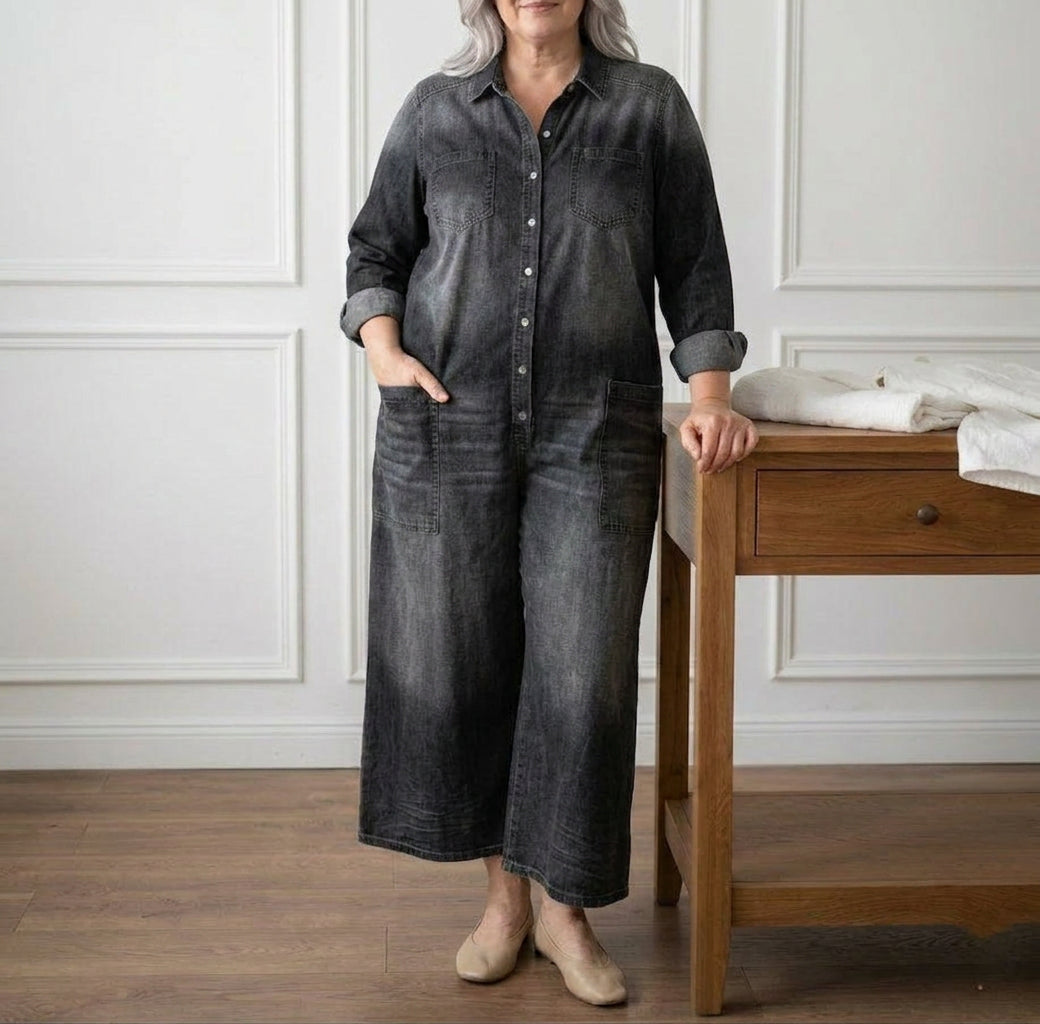 Tuta di Jeans Vintage con Bottoni Diana