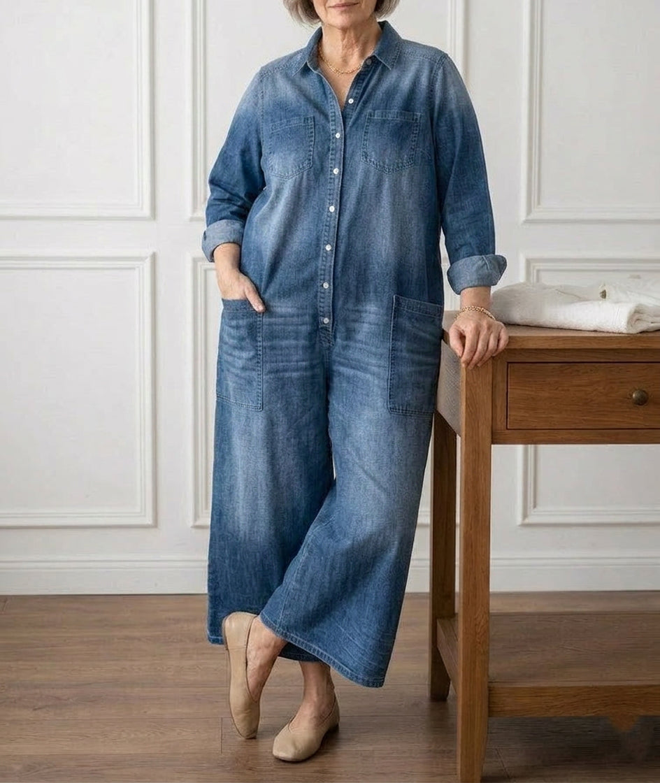 Tuta di Jeans Vintage con Bottoni Diana