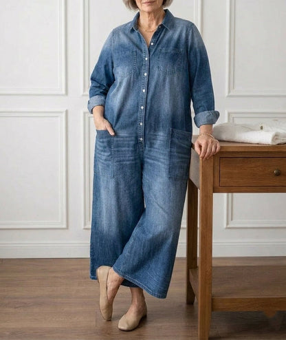 Tuta di Jeans Vintage con Bottoni Diana